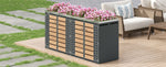 Garbage Can Enclosure with Lockable Four Doors and Planting Area, Horizontal Wood Grain Panels