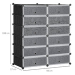 Shoe Cabinet 12 Compartments Modular Storage Black