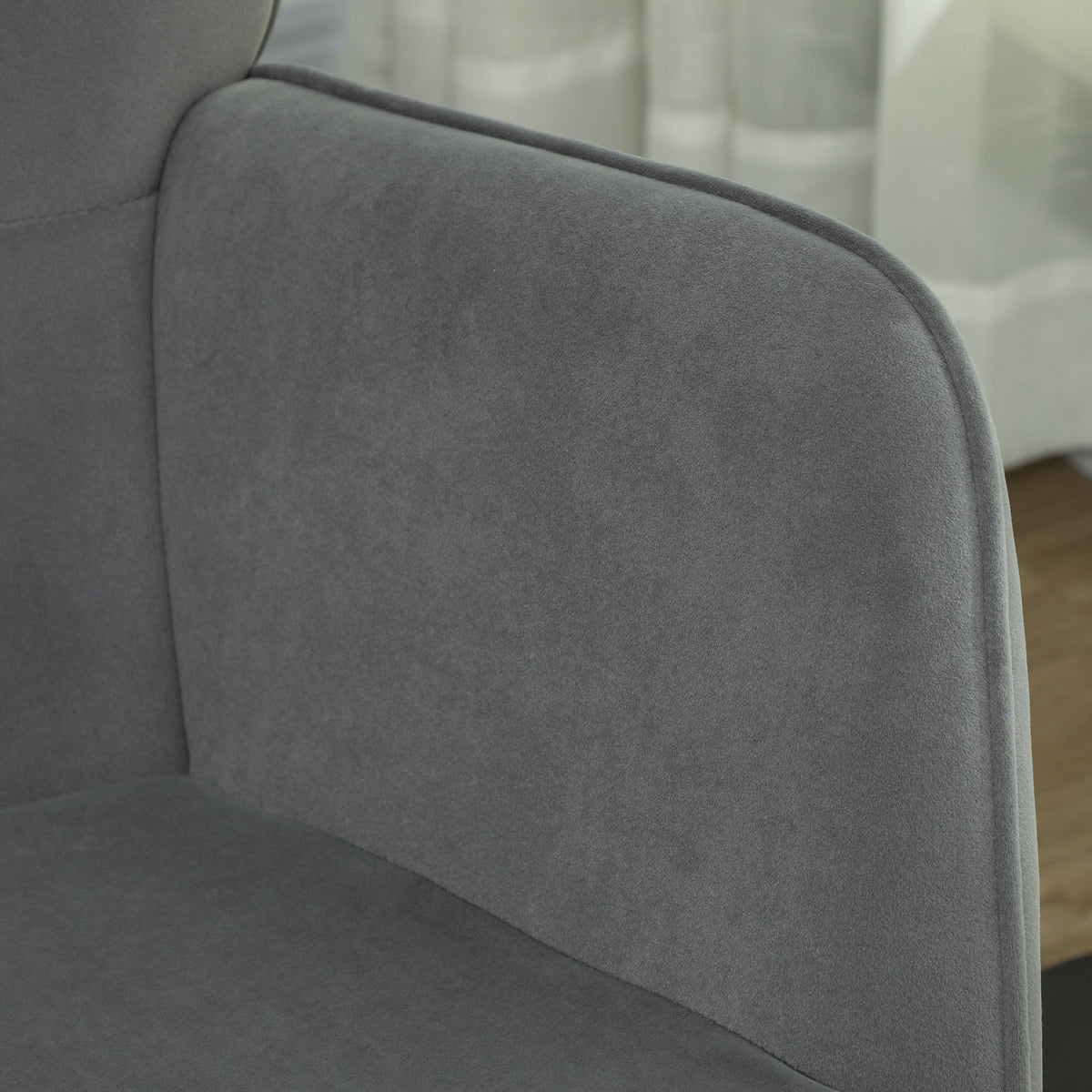 Rocking Chair Armchair with Wooden Runners, Velvet Look, Dark Grey