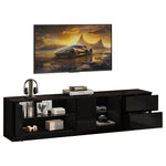 Lowboard TV Stand High-Gloss with LED Lighting 160cm for 65" TV Black