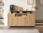 Sideboard Chest of Drawers with 4 Doors and 3 Open Compartments, Natural