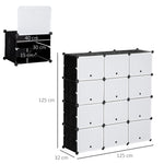 Shoe Cabinet Storage Box 12 Cubes DIY Plastic Steel Black+White
