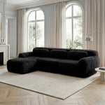 L-shaped Modular Sofa Frameless Deep Seating - Black Plush Fabric