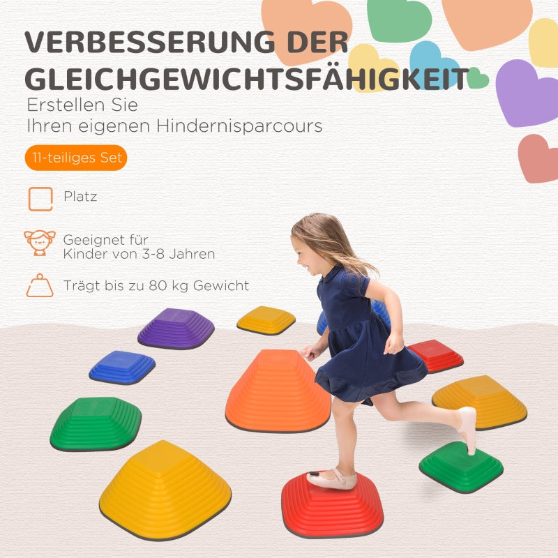 AIYAPLAY River Stones, 11-Piece, Stackable & Non-Slip, 80 kg, Colorful