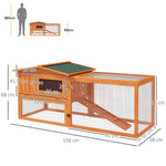 Small Animal Hutch, Indoor Outdoor with Tray & Ramp, Fir Wood, Orange