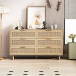 Rattan Storage Cabinet 6-Drawer 130cm Natural