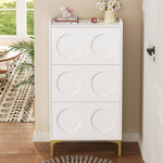Modern Shoe Cabinet, 3-Tier Storage Metal Feet Entryway, White