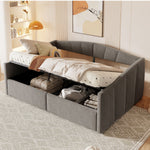 Upholstered Sofa Bed, 140x200cm, Hydraulic Support, Slatted Frame, Armrests, Velvet Fabric, Grey