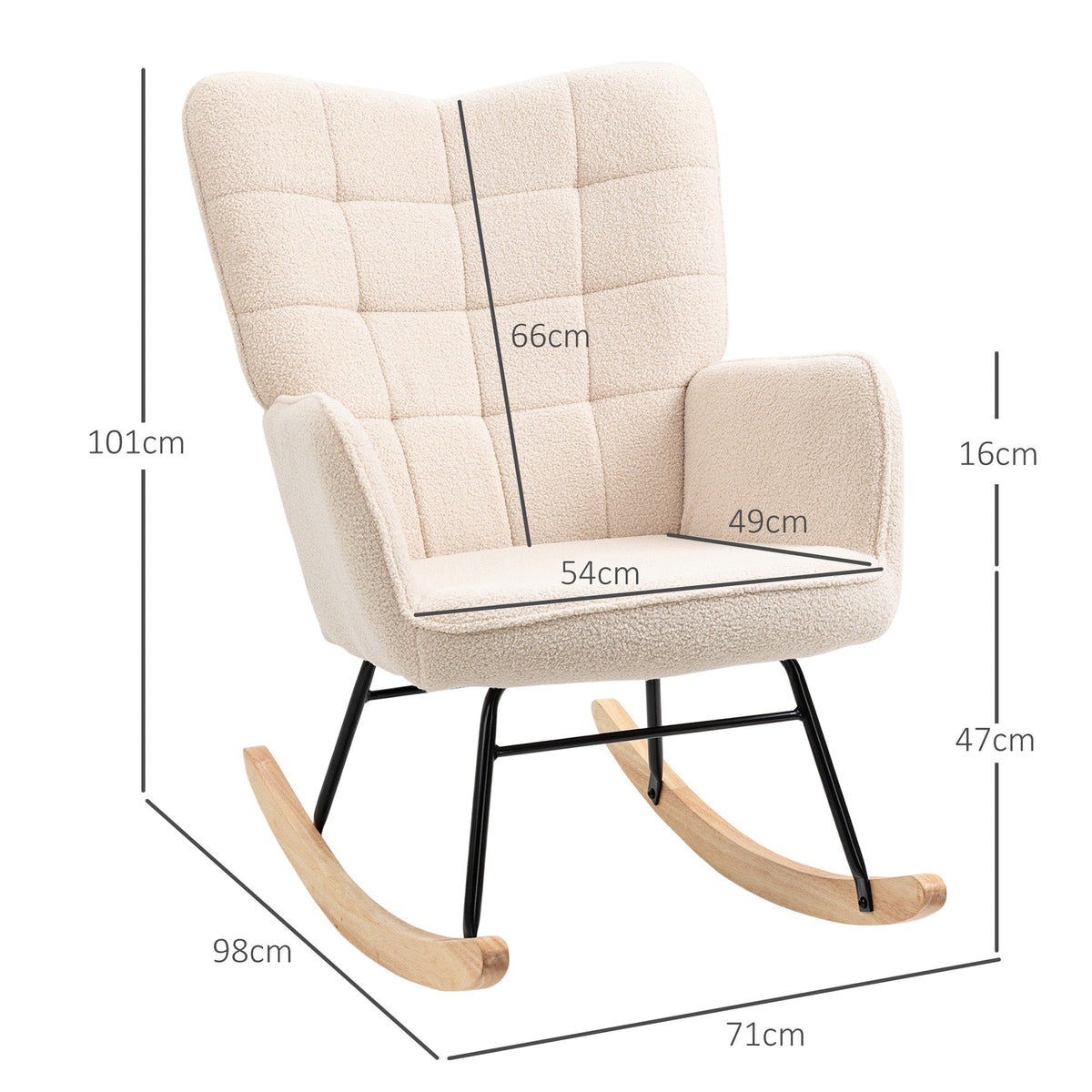 Rocking chair accent relaxation chair with berber fleece beige