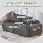 Modular Corduroy 2-Seater Sofa with Cup Holder and Storage Pocket, Dark Grey