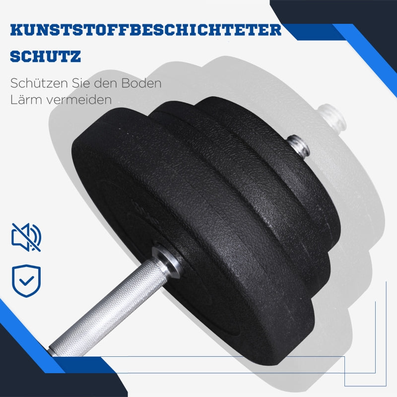 Dumbbell Set 40 kg, 12 Weight Plates, Black