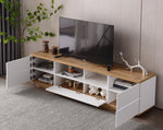 TV Cabinet Modern Color-Block 180cm Wood Grain Finish White