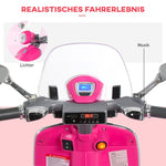 Electric Motorcycle for Children with MP3 Music and Headlights, Faux Leather and Metal, Pink