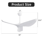 Ceiling Fan 38-inch DC Motor Remote Control Indoor/Outdoor ABS