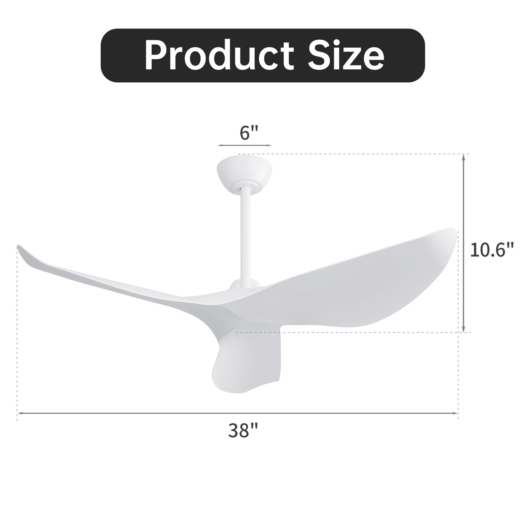 Ceiling Fan 38-inch DC Motor Remote Control Indoor/Outdoor ABS