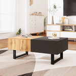 Multifunctional Modern Sliding Coffee Table with Hidden Storage, Wood and Metal