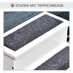 Dog Stairs, 3 Steps Pet Entry Aid with Storage, Fir Wood White