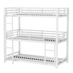 Triple Bunk Bed Frame for Children and Adults, 90x200cm Metal, White