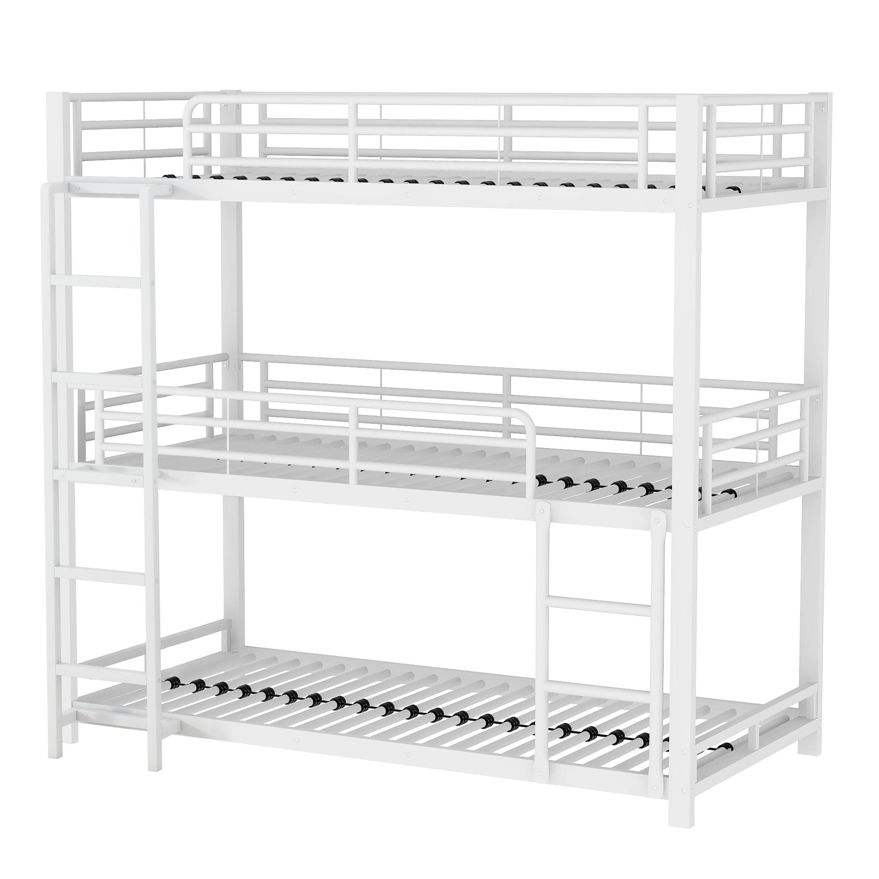Triple Bunk Bed Frame for Children and Adults, 90x200cm Metal, White
