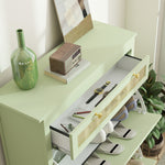 Shoe Cabinet with 2 Doors, Drawer, 12 Pairs, Green