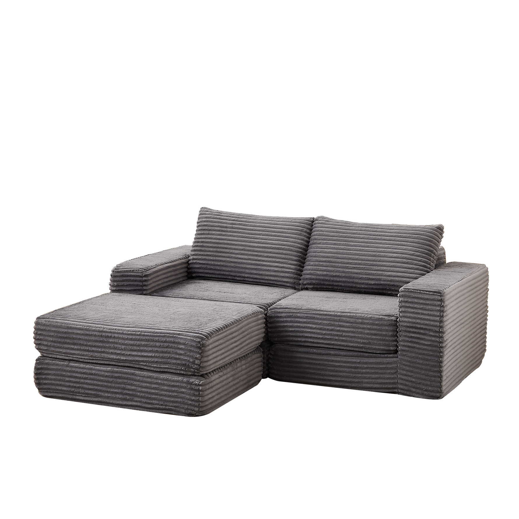 Sofa Bed 2-in-1 Modular with Removable Footstool Corduroy