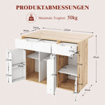 Modern Serving Trolley with 360° Swivel Casters and Storage, White and Wood