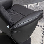 Recliner Chair with Footstool, Swivel Upholstered TV Chair, Faux Leather, Black