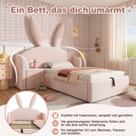 Children's Bed 90x190cm with Storage & Bedside Table, Pink Velvet