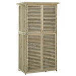 Tool Shed Wooden with Asphalt Roof, Louvre Door, 4 Compartments, Grey