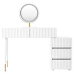Dressing table with LED mirror and lighting, 5 spacious drawers, white