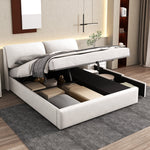 Upholstered Bed 180x200cm Hydraulic Storage 3 Drawers - Velvet Beige