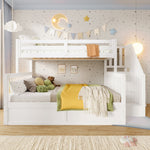 Bunk Bed 90/140x200cm Hydraulic Storage Ladder White