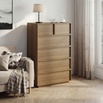 Chest of Drawers with 6 Drawers and Dressing Table, 80x48x127cm, Oak Color Wood
