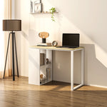 Desk with Storage, Steel Frame, Oak