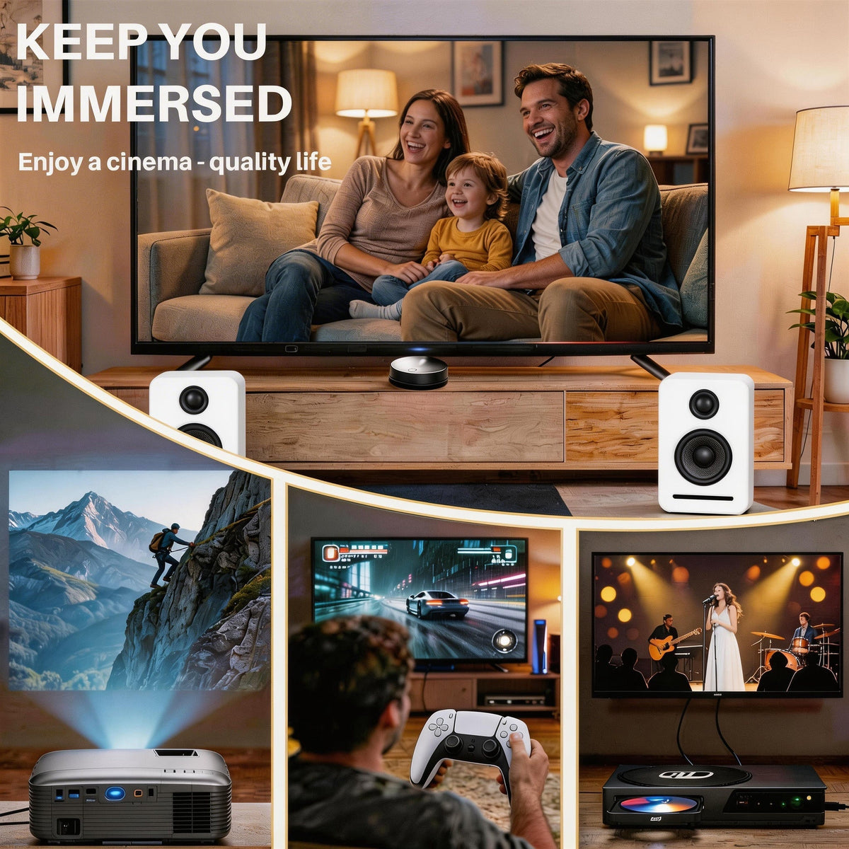 5.1 Wireless Home Cinema System Dolby Atmos WISA Low Latency Monaco Surround Set - White