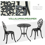 2-Person Outdoor Seating Set with Table & Chairs, Black Aluminum
