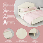 Modern Minimalist Soft Bed with 160x200cm Mattress, Beige