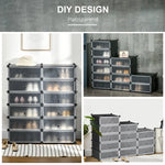 Shoe Cabinet 12 Compartments Modular Storage Black