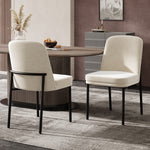 Dining Chairs Set of 4 Thickened Cushions Metal Legs Black Frame - Velvet Beige
