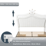 Children's Bed Upholstered with Storage Drawers & LED Lights, White PU Leather