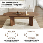Extendable Dining Table, 160/200x90cm, for 6-8 People, Rounded Corners and Thickened Tabletop, Walnut