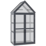Cold Frame Greenhouse 3 Level Hinged Roof Wood Natural