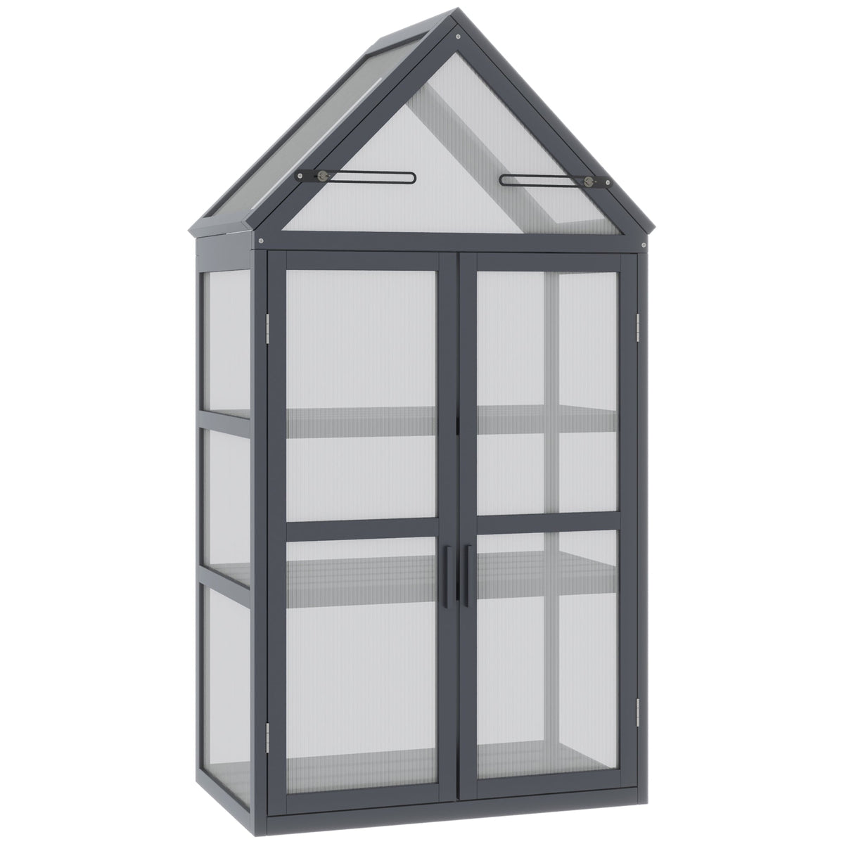 Cold Frame Greenhouse 3 Level Hinged Roof Wood Natural