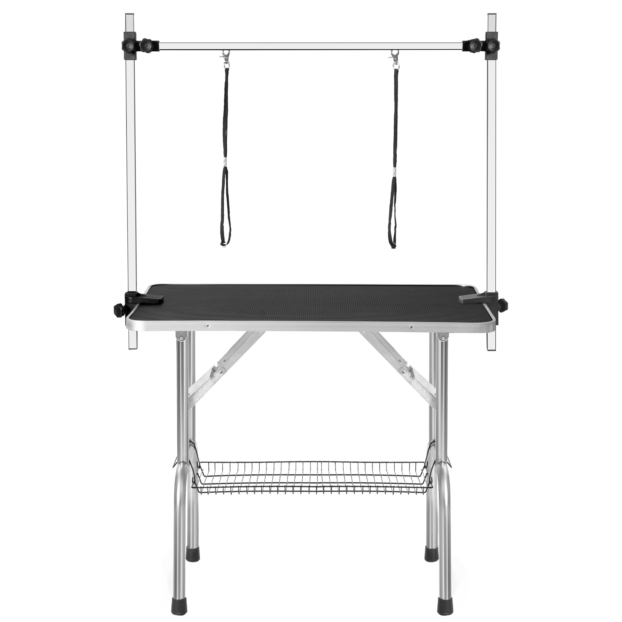 Professional Foldable Dog Grooming Table, Adjustable Arm Heavy-Duty 117cm, Black