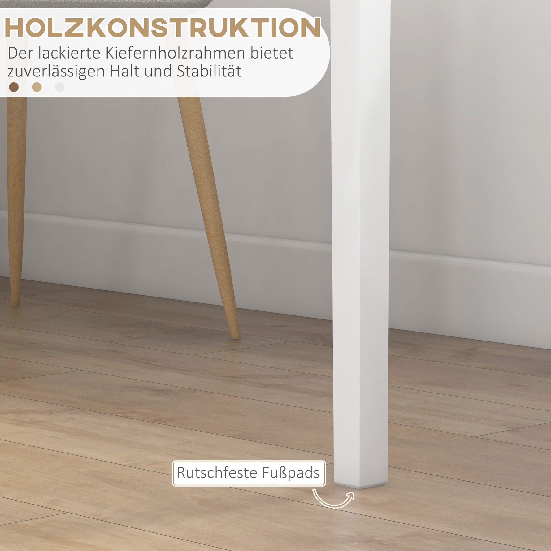 Square Dining Table for 2, 75 x 75 x 76 cm, Wood, White