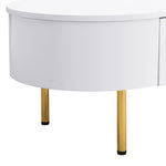 Coffee Table with Two Drawers, Curved Corners, Golden