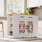 Portable Kitchen Island 120cm Folding Dining Table USB Charging Storage on Casters