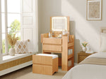 Small Vanity Table Set with LED Mirror & Power Outlets
