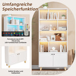 Bookshelf with Solid Wood Legs and LED Ambient Light, White