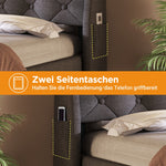Upholstered Bed Hydraulic Storage LED Headboard 90x200cm, Grey Linen Fabric